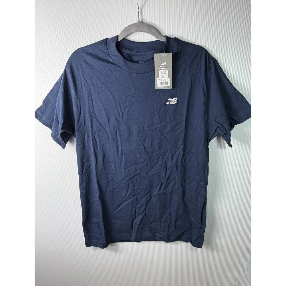 New Balance Men's Sport Essentials Logo T-Shirt Navy Blue Size Small 100% Cotton